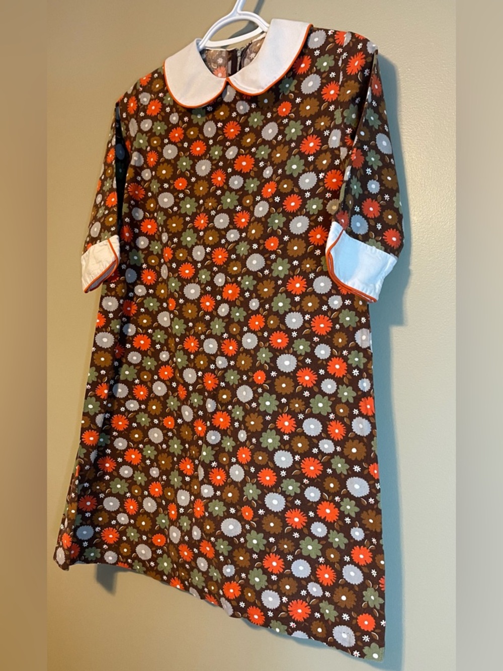 Vintage Handmade Peter Pan Collar Retro Floral Mini Dress - Picture 7 of 11